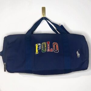 NWT Polo Ralph Lauren Navy w/ Embroidered Logo Duffle Gym Travel Weekender Bag